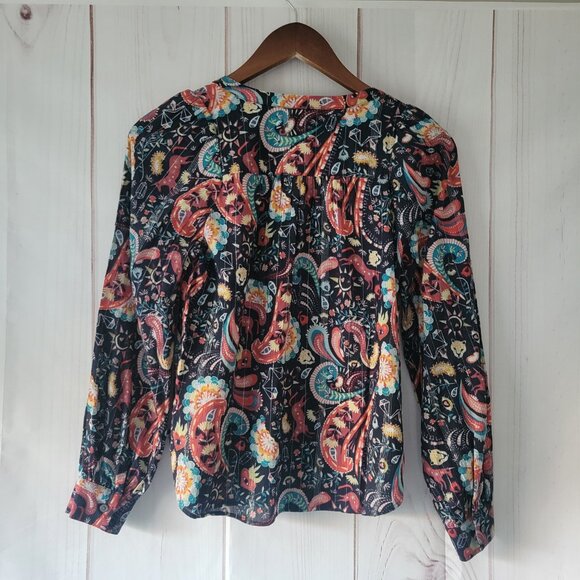 Loft Women’s Long Sleeve Blouse, XS/Petite, Pull-over Top, Animal Print Shirt - Picture 3 of 8